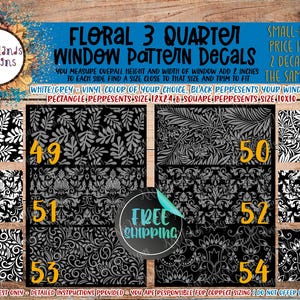 Floral 3 Car Quarter Window Decals - Set of 2 for Side Window