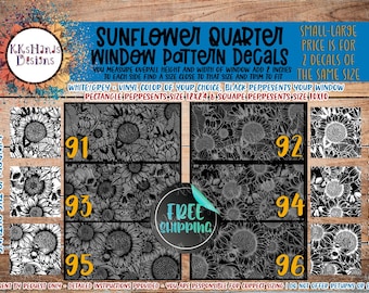 Sunflower Car Window Decals - Skulls & Bumble Bee - Set of 2 for Side Window