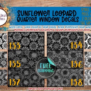 Sunflower Leopard Car Window Decals | Quarter Panel Window | Large Pattern Decal | Custom Design | Side Window | Bumble bee