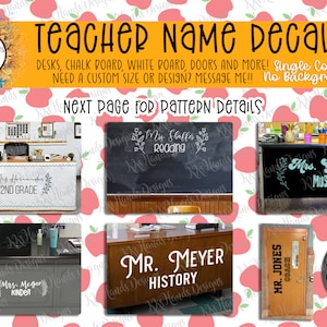 Teacher Name Decal | Desk Names | Door Stickers | Floral Frame | Coach | Décor | Classroom | wall decal | growth mindset | farmhouse | Retro