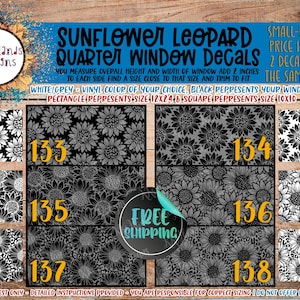 Sunflower Leopard Car Decals - 2 Quarter Panels, Side Windows