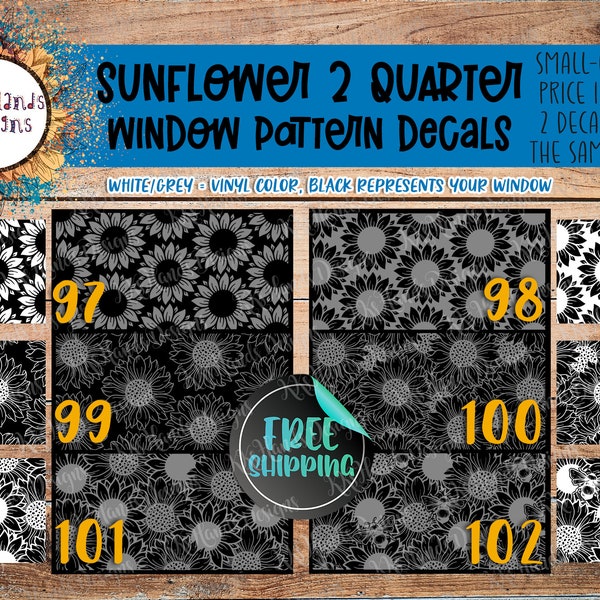 Sunflower 2 Car Window Decals | Quarter Panel Window | Large Pattern Decal | Custom Design | Side Window | Bumble bee