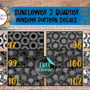 Sunflower 2 Car Window Decals | Quarter Panel Window | Large Pattern Decal | Custom Design | Side Window | Bumble bee