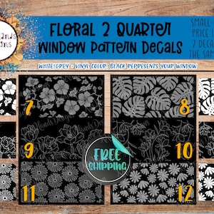 Floral 2 Car Window Decals | Quarter Panel Window | Large Pattern Decal | Custom Design | Side Window |