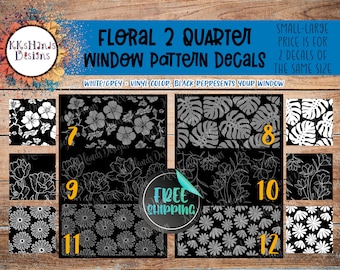 Floral 2 Car Quarter Window Decals - Set of 2 for Side Window