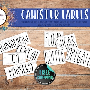 Canister Labels | Decals | Stickers | Names | farmhouse style | Kitchen decor |Pantry Organization | Baking | Flour | Sugar | Coffee