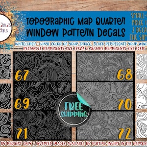 Topographic Map Car Window Decals | Quarter Panel Window | Large Pattern Decal | Custom Design | Side Window |