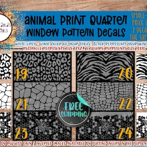 Car Window Decals | Quarter Panel Window | Large Pattern Decal | Custom Design | Side Window | Animal Print | Honeycomb | Leopard | Tiger