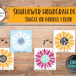 Sunflower Monogram Decal | Monogram Car Decal | Laptop Sticker | Cup Decal | Car Decal