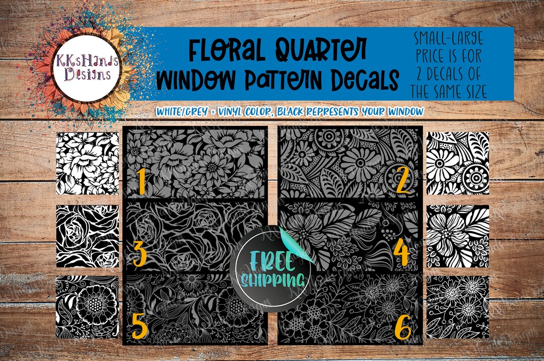 Floral Car Window Decals Quarter Panel Window Large Pattern Decal ...