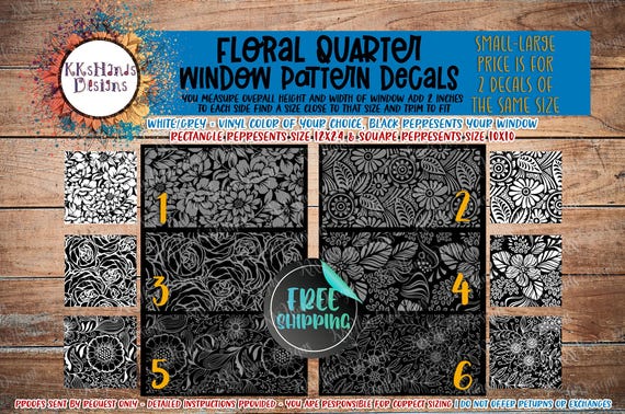 Floral Car Quarter Window Decals - Set of 2 for Side Window