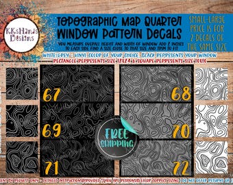 Topographic Map Car Quarter Window Decals - Set of 2 for Side Window