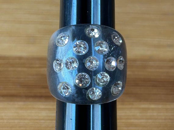 Vintage Rhinestone Lucite Statement Ring, Size 8 … - image 3