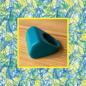 Teal Statement Ring,Chunky Lucite Ring,Blue Cocktail Ring, Mod Blue Ring,Blue Summer Ring