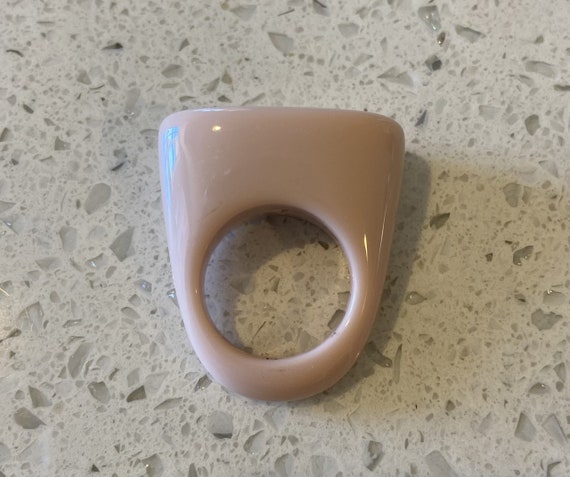 Geometric Acrylic Statement Ring, Mod Pale Beige,… - image 7