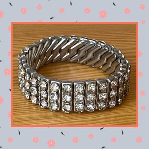 Rhinestone Bangle,Expansion Bracelet,Vintage Rhinestone Bangle,Christmas Gift,Valentine Gift