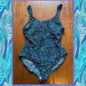 Catalina Bathing Suit,80s Teal One Piece,3X Bathing Suit,Vintage One Piece, Black One Piece