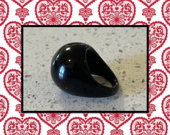 Black Lucite Ring,Black Bubble Ring,Mod Black Ring,Size 8 Ring,Valentine Gift,Mod Black Ring