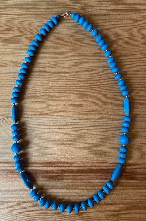 60's Blue Beads,30" Necklace,Chunky Blue Necklace… - image 7