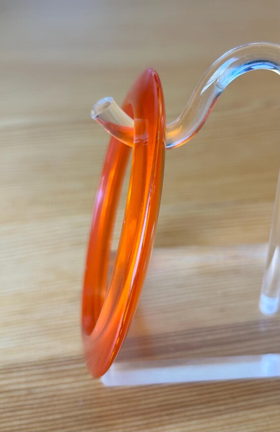 Clear Orange Bangles,Large Orange Hoops,1960’s Lu… - image 7