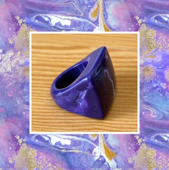 Marbled Lucite Ring,PurpleSquare Ring, Unisex Luci