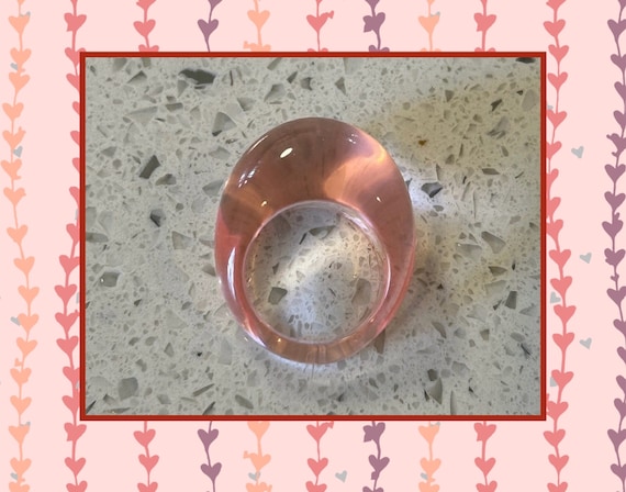 Pink Bubble Ring,Mod Clear Ring,80's Lucite Ring,… - image 1