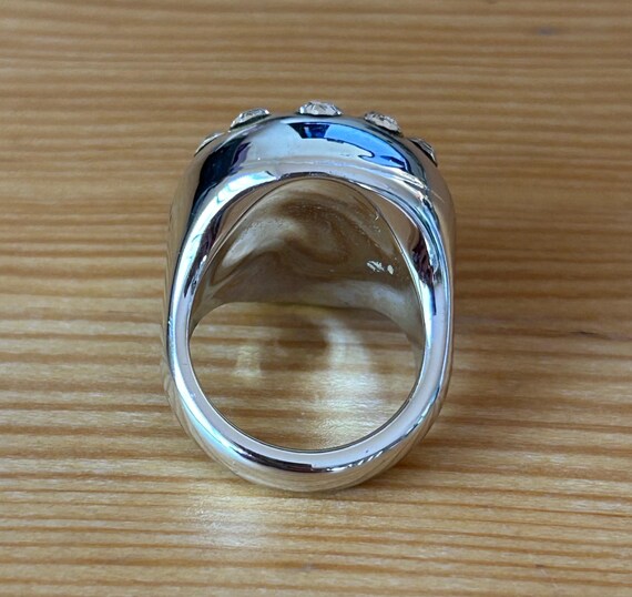 Vintage Chrome Lucite Rhinestone Bubble Ring, Siz… - image 10