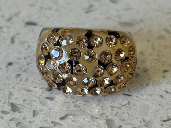Clear Rhinestone Ring,Size 7 Lucite Ring,Polka Do… - image 10