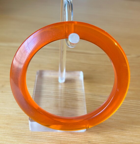 Clear Orange Bangles,Large Orange Hoops,1960’s Lu… - image 6
