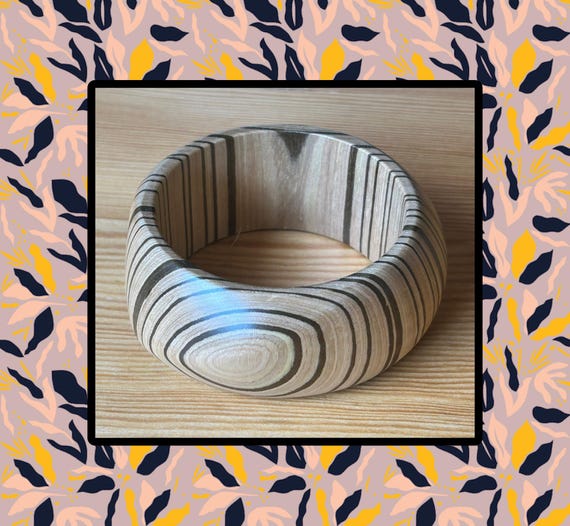Zebrawood Bangle,Striped Wood Bangle,Wood Stacking Bangle