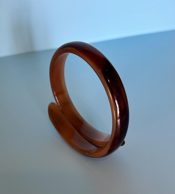 Brown Lucite Cuff,Mod Lucite Bangle, Wrap bracele… - image 2