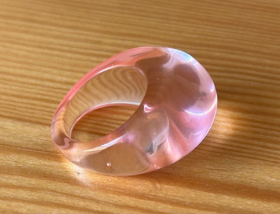 Pink Bubble Ring,Mod Clear Ring,80's Lucite Ring,… - image 6