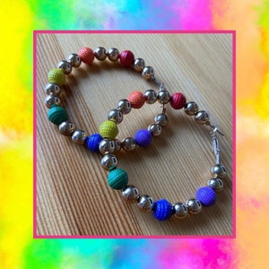 1960&#39;s Hoops,Large Rainbow Hoops, Rainbow Earrings,LBGTQ Gift, Birthday Gift,Valentine Gift