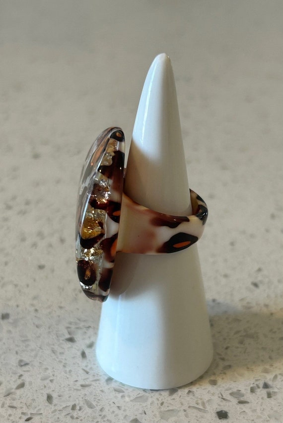 Animal Print Ring,Size 8 Leopard Ring,Oval Ring,V… - image 4