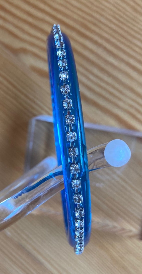 Lucite Rhinestone Bangle Set: Berry Purple & Turq… - image 6