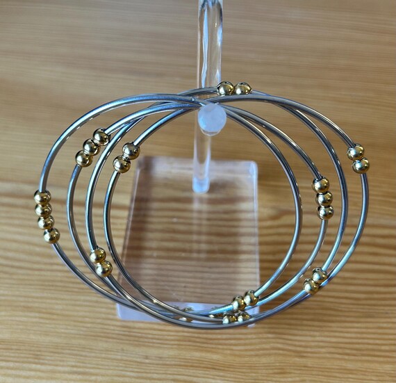 Vintage Silver Interlocking Bangles with Gold Bal… - image 2