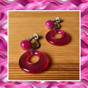 Pink Moonglow Earrings,Screw Back Earrings,pink Clip Ons,Birthday Gift,Valentine Gift