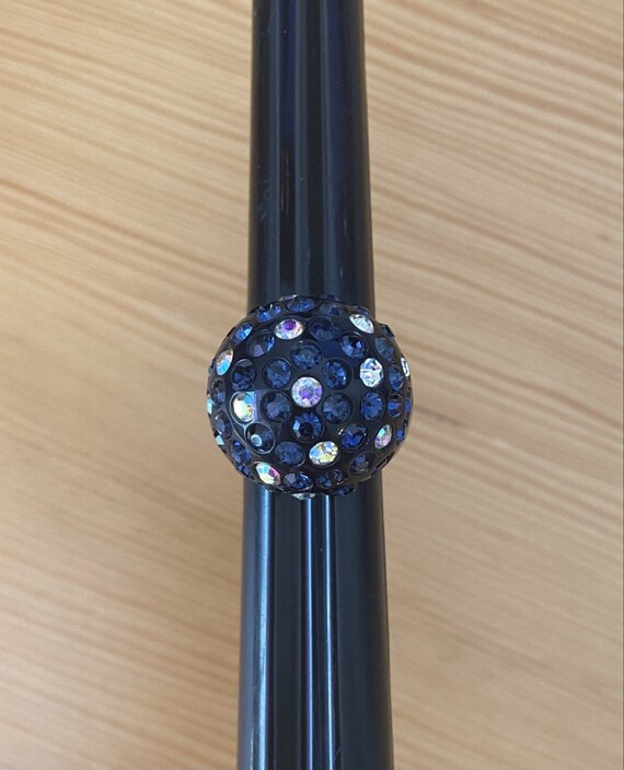 Blue Lucite Bubble Ring: Vintage Rhinestone Cockt… - image 7