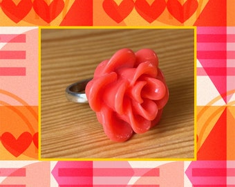 Flower Ring, Size 7 Flower,Ring,Carnation Rose Ring,Birthday Gift,Valentine Gift,Pink Summer Ring