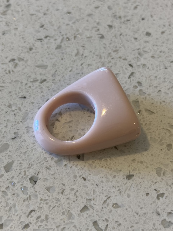 Geometric Acrylic Statement Ring, Mod Pale Beige,… - image 2