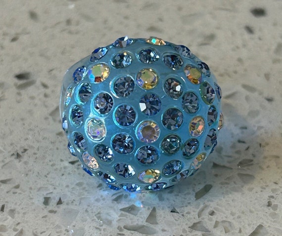 Blue Bubble Ring,Rhinestone Ring,Clear Lucite Rin… - image 10