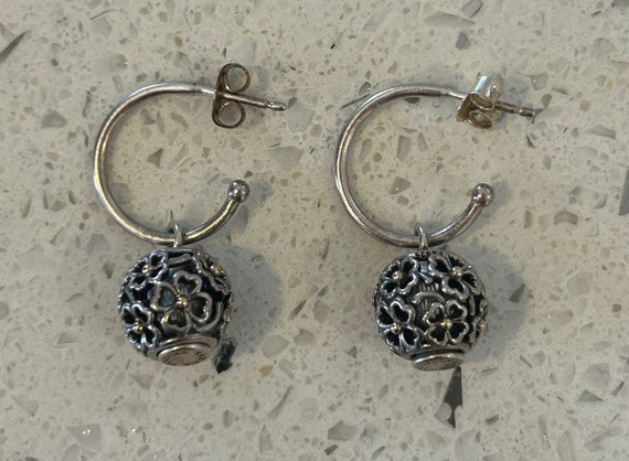 Pandora Silver Hoops,Hoop With Charms,Clover Char… - image 3