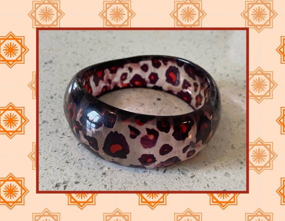 Leopard Bangle,Animal Print Bangle,Asymmetrical B… - image 1