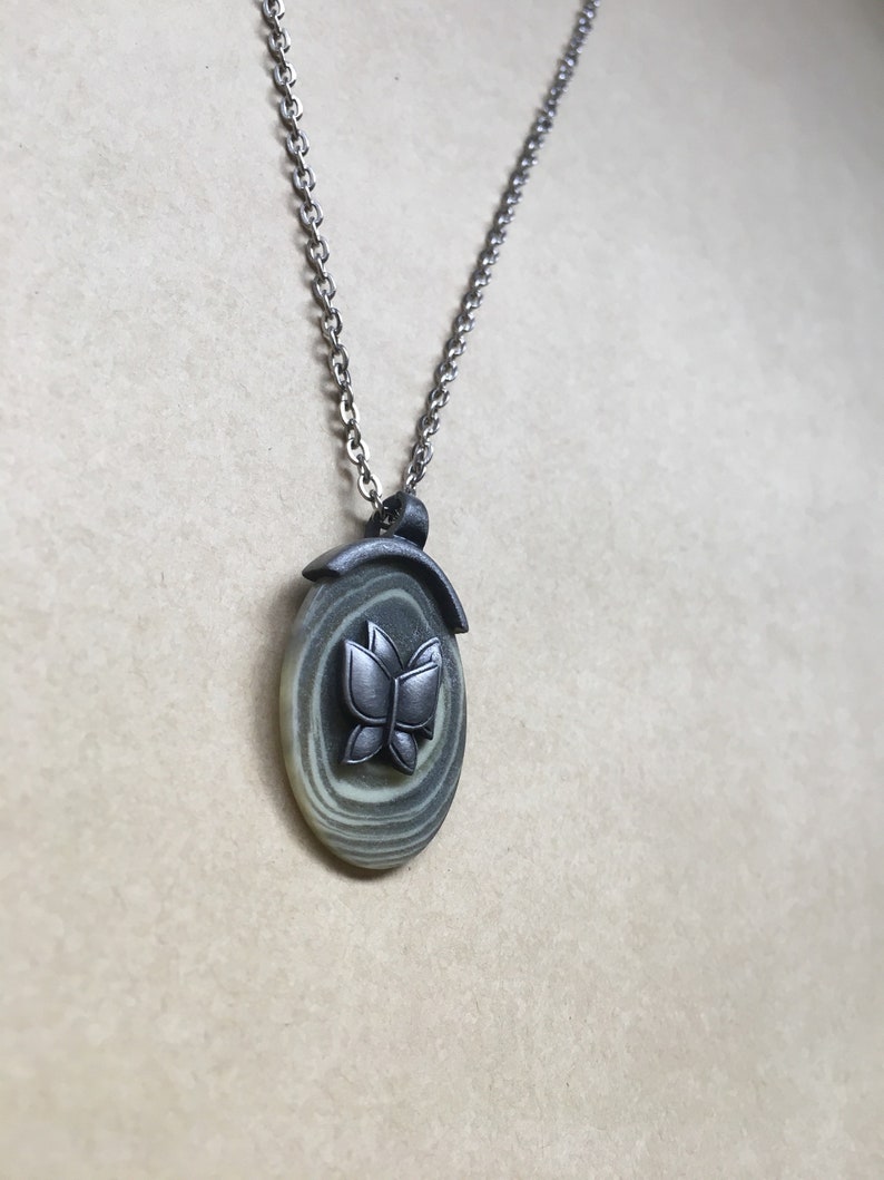 Silver Butterfly Necklace Vintage Butterfly Pendant Valentines Pendant Silver Pendant Gift For Her Stone Pendant Pewter Pendant