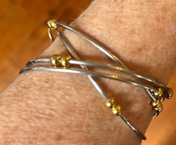 Vintage Silver Interlocking Bangles with Gold Bal… - image 4