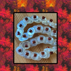 Vintage  Button Necklace, White Pearl Buttons, Mod Red And Black Beads