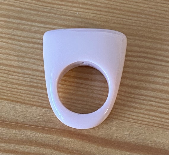 Geometric Acrylic Statement Ring, Mod Pale Beige,… - image 5