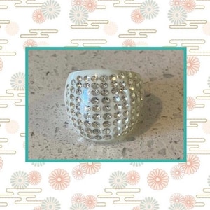 Rhinestone Acrylic Ring,White Rhinestone Ring,Valentine Gift,Size 6  Bubble Ring,Birthday Gift