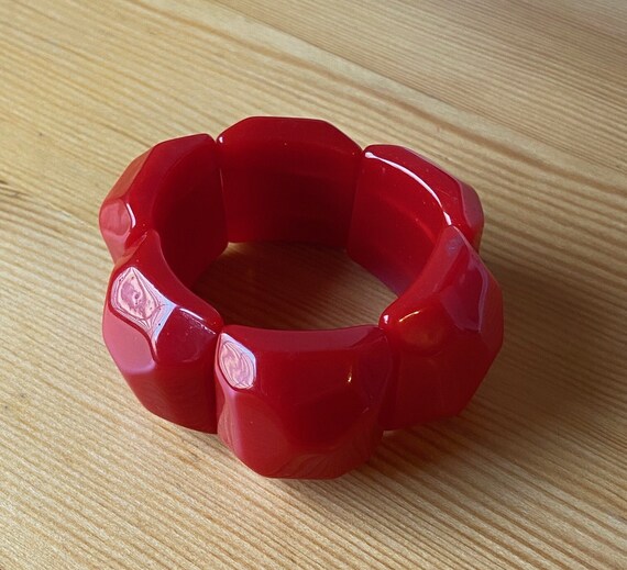 Red Lucite Bracelet,Lucite Stretch Bracelet,Gift … - image 6