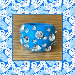 Lucite Rhinestone Ring,Size 6 Blue Ring,Statement Ring,Birthday Gift,Christmas Gift,Valentine Gift